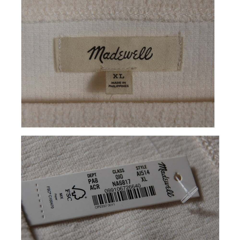 Madewell NWT Cream Textured Square Neck Puff Sleeve Blouse XL Romantic Boho - Picture 10 of 12